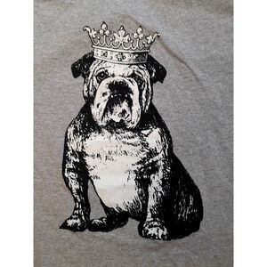 Animal World Bulldog Crown Heather Grey Adult T-Shirt King Queen Royalty Crew